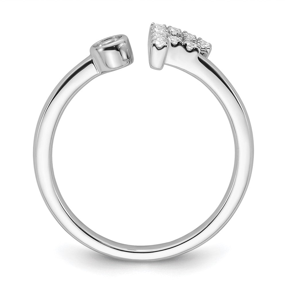 Shop Stylish 14K White Gold Adjustable Initial F Ring with 1/6 Carat Diamond