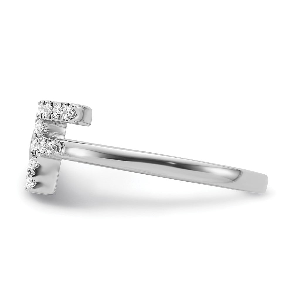 Shop Stylish 14K White Gold Adjustable Initial F Ring with 1/6 Carat Diamond