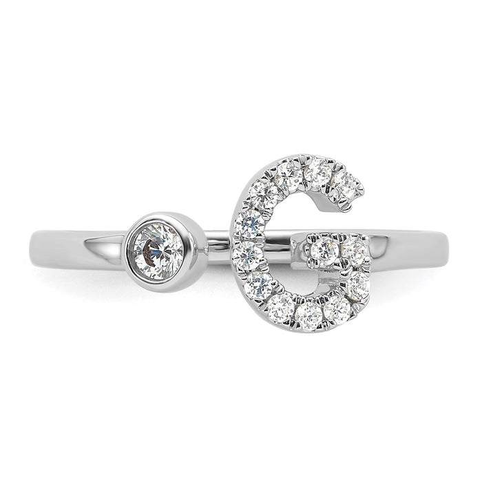 Exclusive 14K White Gold Adjustable Initial G Ring | 1/5 Carat Lab-Grown Diamond-4