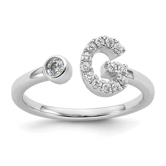 Exclusive 14K White Gold Adjustable Initial G Ring | 1/5 Carat Lab-Grown Diamond