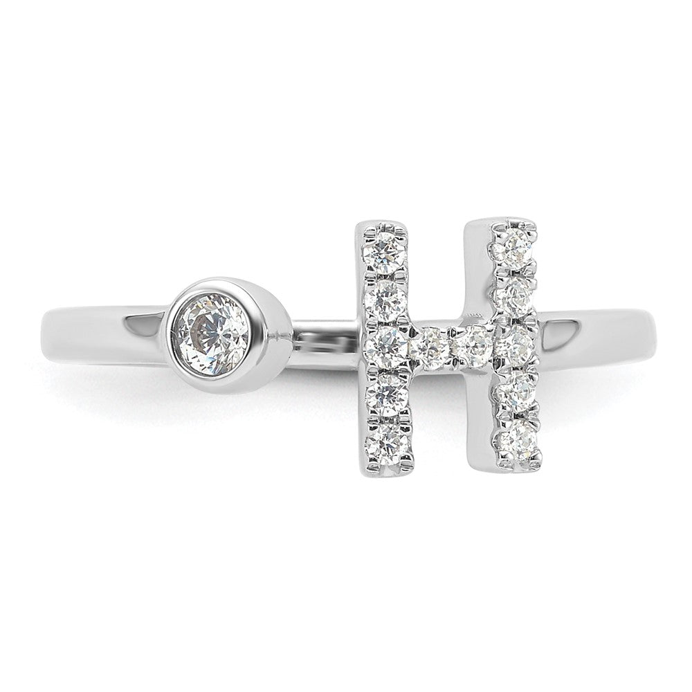 Buy Stylish 14K White Gold Adjustable H Ring with 1/5 Carat Lab Diamond