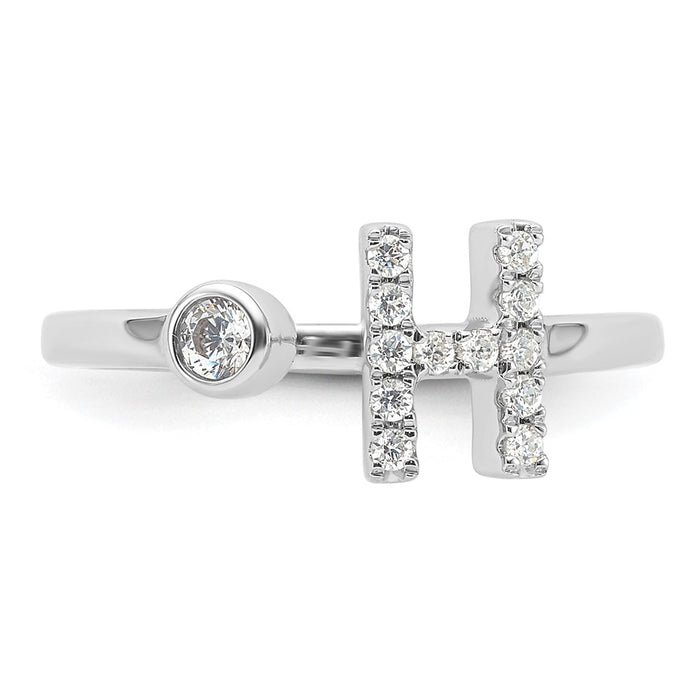 Buy Stylish 14K White Gold Adjustable H Ring with 1/5 Carat Lab Diamond-4