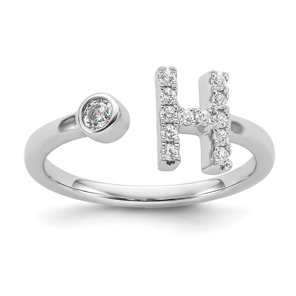 Buy Stylish 14K White Gold Adjustable H Ring with 1/5 Carat Lab Diamond
