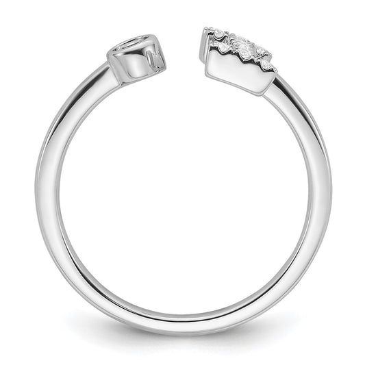 Shop Stylish 14K White Gold Adjustable Initial I Ring with 1/6 Carat Diamond