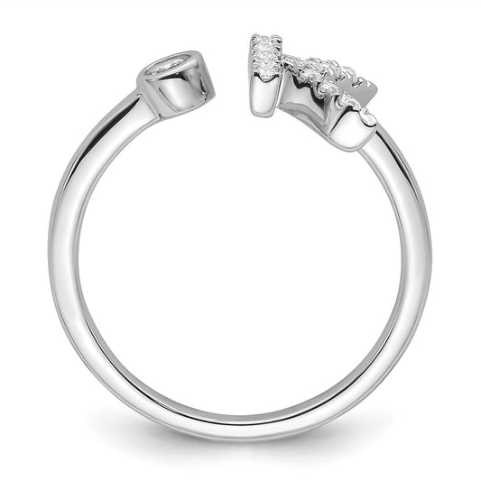 High-Quality 14K White Gold Adjustable Initial K Ring with 1/5 Carat Diamond