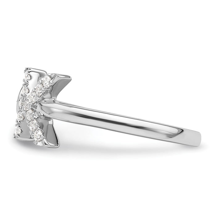 High-Quality 14K White Gold Adjustable Initial K Ring with 1/5 Carat Diamond-3