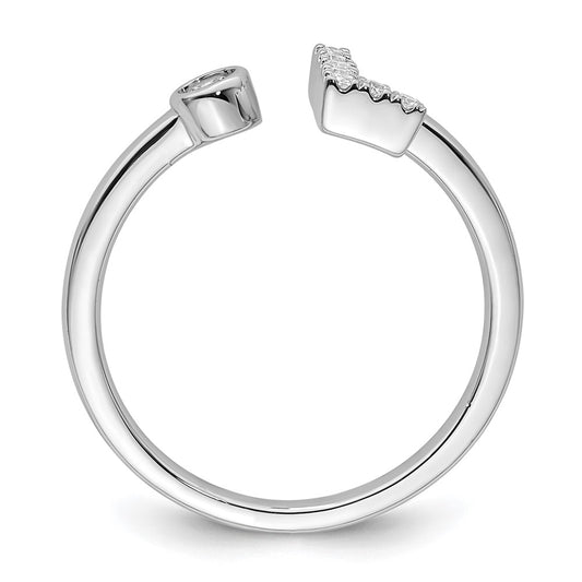 Buy Affordable 14K White Gold Adjustable Initial L Ring with 1/8 Carat Diamond