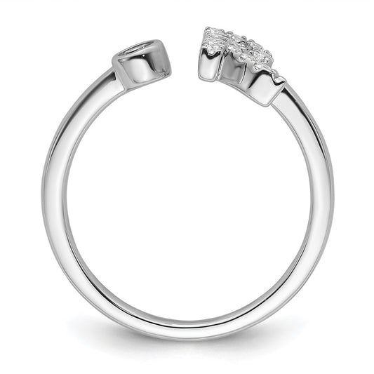 Shop Stylish 14K White Gold Adjustable Initial R Ring with 1/5 Carat Diamond