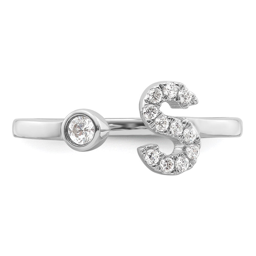 Buy Exclusive 14K White Gold Adjustable Initial "S" Ring with 1/6 Carat Diamond