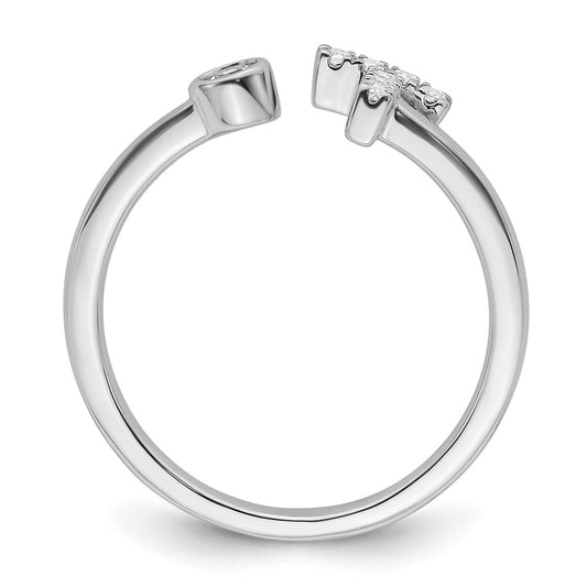 Buy Stylish 14K White Gold Adjustable Initial T Ring with 1/6 Carat Diamond