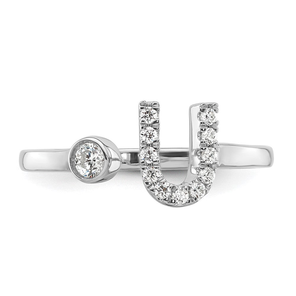 Buy Stylish 14K White Gold Initial U Ring | 1/6 Carat Lab Grown Diamond
