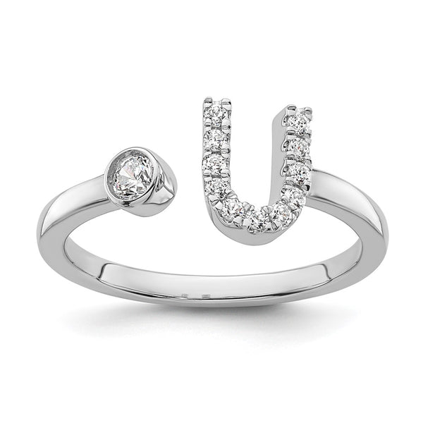 Buy Stylish 14K White Gold Initial U Ring | 1/6 Carat Lab Grown Diamond