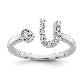 Buy Stylish 14K White Gold Initial U Ring | 1/6 Carat Lab Grown Diamond