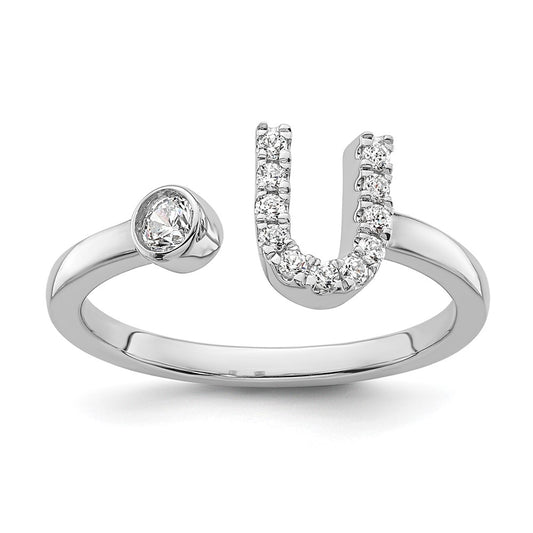 Buy Stylish 14K White Gold Initial U Ring | 1/6 Carat Lab Grown Diamond