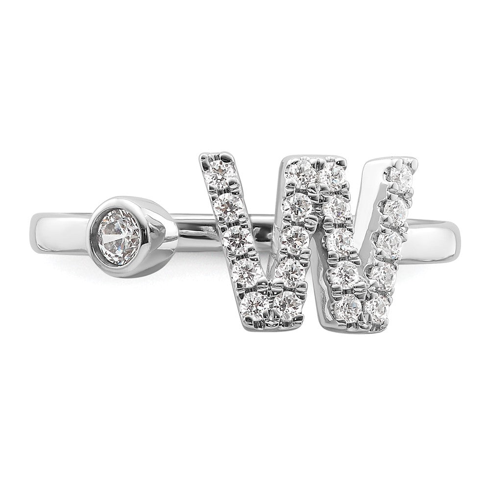 Shop Stylish 14K White Gold Initial W Ring with 1/4 Carat Lab Grown Diamond