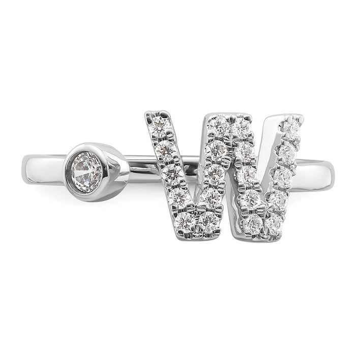 Shop Stylish 14K White Gold Initial W Ring with 1/4 Carat Lab Grown Diamond-4