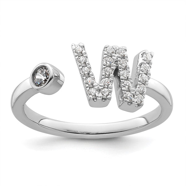 Shop Stylish 14K White Gold Initial W Ring with 1/4 Carat Lab Grown Diamond
