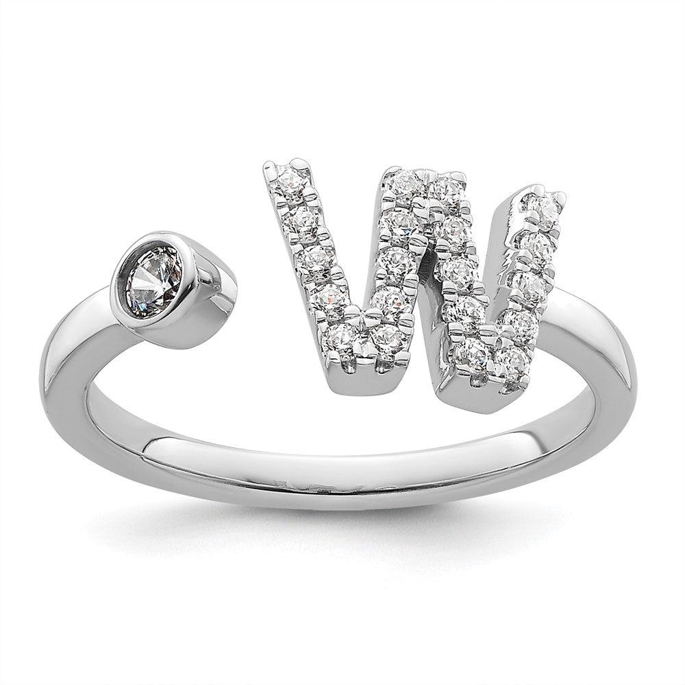 Shop Stylish 14K White Gold Initial W Ring with 1/4 Carat Lab Grown Diamond
