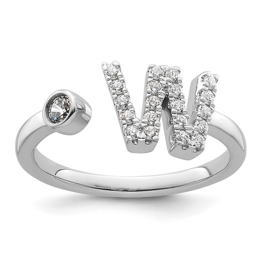 Shop Stylish 14K White Gold Initial W Ring with 1/4 Carat Lab Grown Diamond