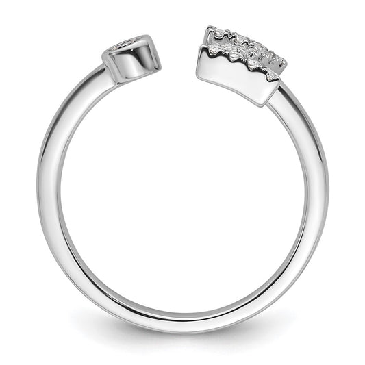 Shop Stylish 14K White Gold Adjustable Initial Z Ring with 1/5 Carat Diamond