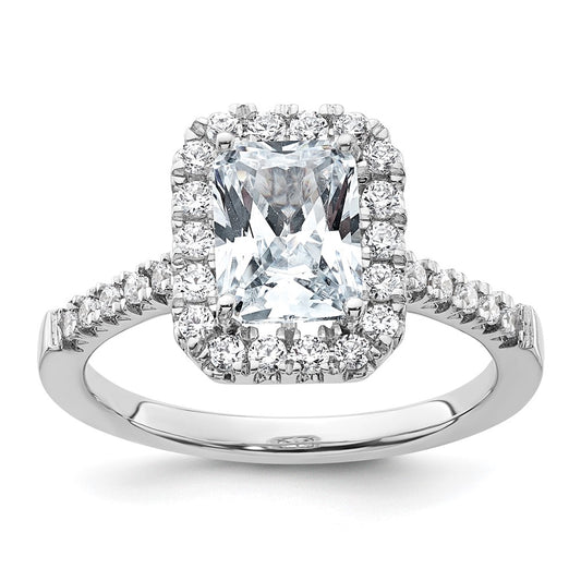 Buy 14K Lab-Grown Diamond Radiant Halo Semi-Mount Ring - Stylish Value!