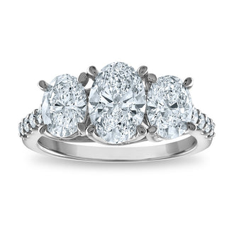 Buy Exclusive 14K White Gold 3-Stone Oval Lab-Grown Diamond Engagement Ring