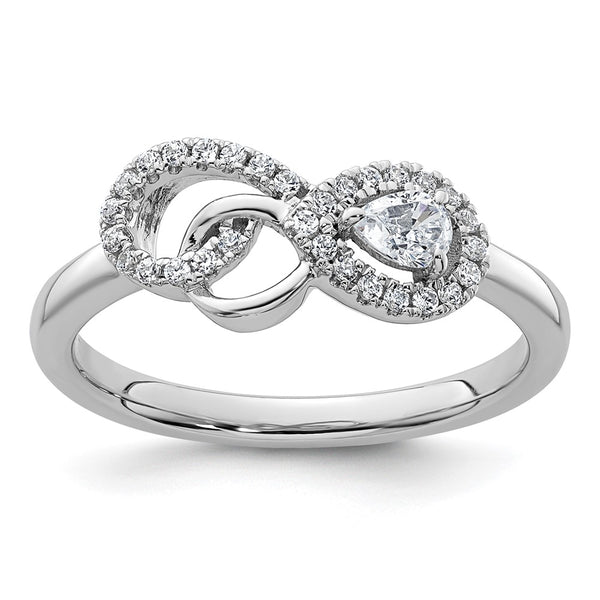 14K White Gold Infinity Ring with Diamonds