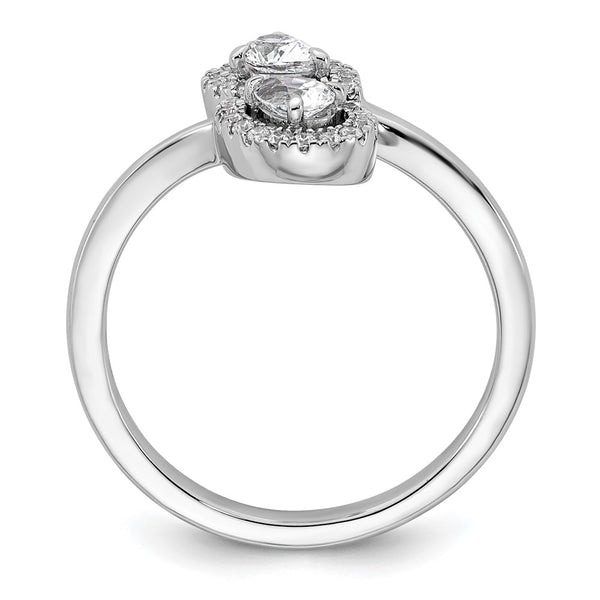 14K White Gold Diamond Pear-Shaped Bypass Ring