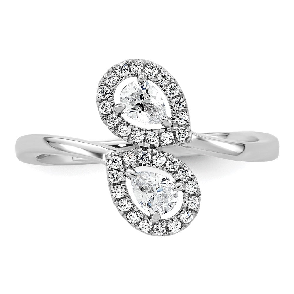Buy Stylish 14K White Gold Diamond Pear-Shaped Bypass Ring - Affordable Luxury