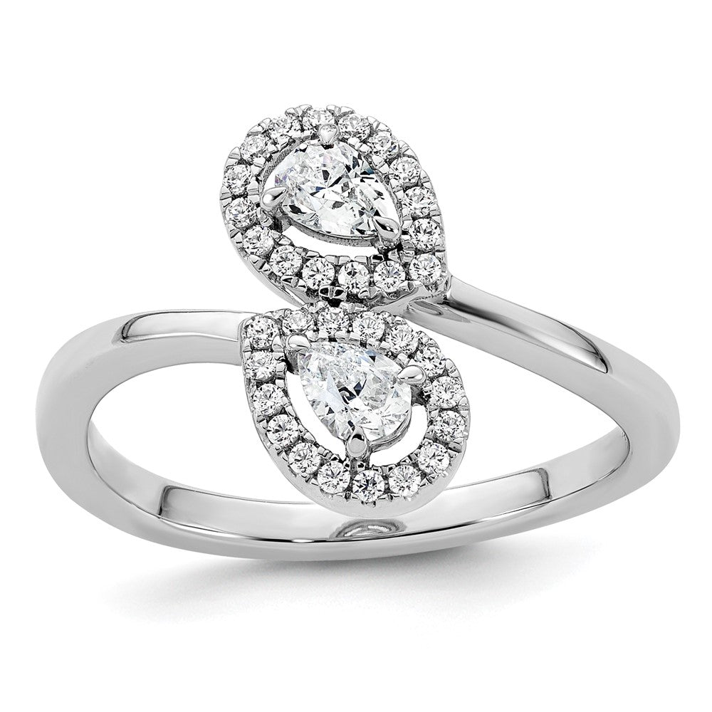 Buy Stylish 14K White Gold Diamond Pear-Shaped Bypass Ring - Affordable Luxury