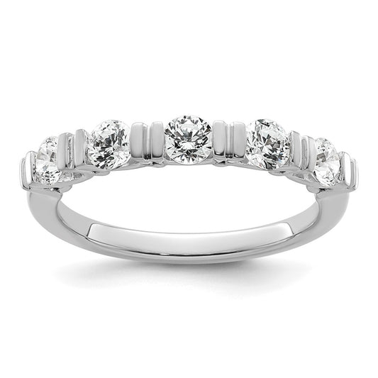 Shop Stylish 14K White Gold Wedding Band - 5-Stone Diamond Tension Set