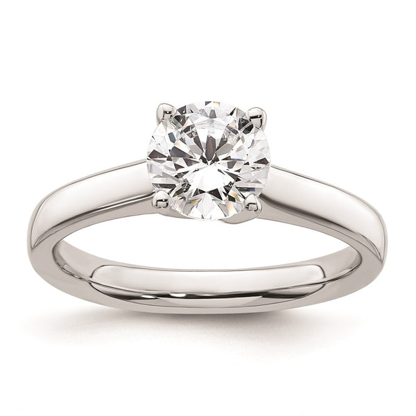 14K White Gold 1.25 Carat Round Engagement Ring Setting, 4-Prong