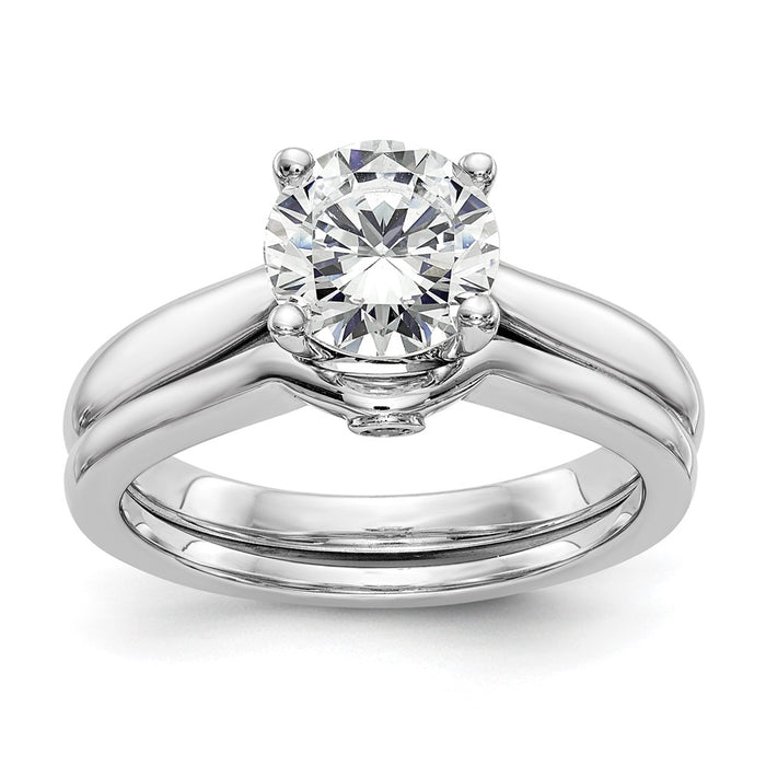 Buy 14K White Gold 4-Prong Engagement Ring for 1 Carat Round Stone - Luxury Design with Diamond Accents-7