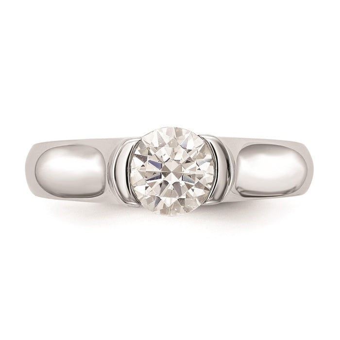 Buy Exclusive 14K White Gold 1 Carat Half-Bezel Engagement Ring - Luxury Value-4