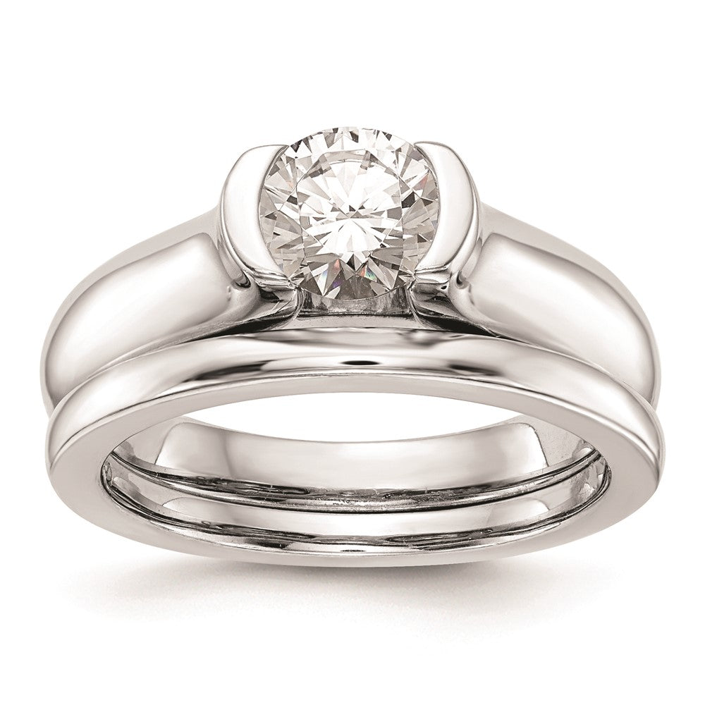 Buy Exclusive 14K White Gold 1 Carat Half-Bezel Engagement Ring - Luxury Value