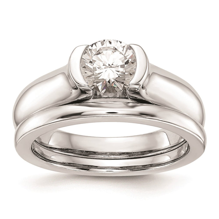 Buy Exclusive 14K White Gold 1 Carat Half-Bezel Engagement Ring - Luxury Value-7