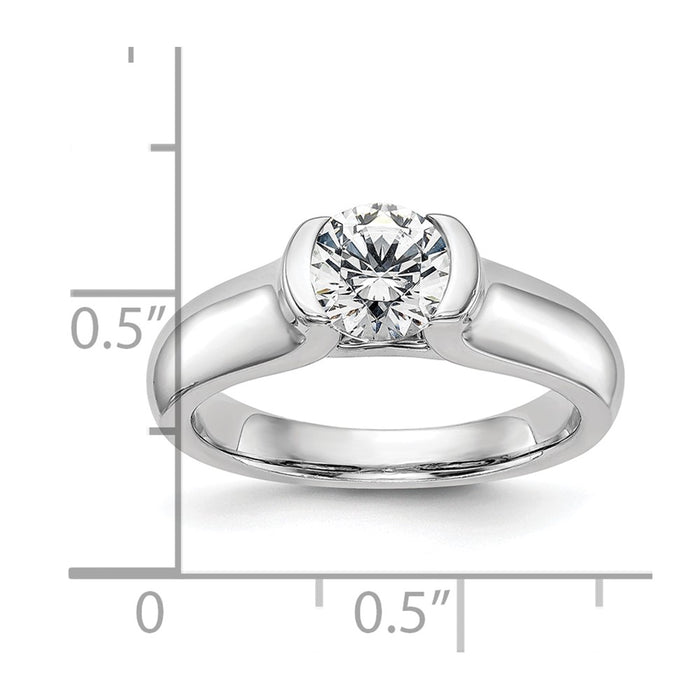 Buy Exclusive 14K White Gold 1 Carat Half-Bezel Engagement Ring - Luxury Value-8