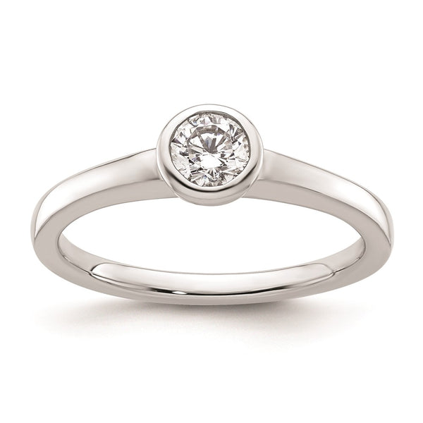 14K White Gold Engagement Ring Mounting - 1/3 Carat Bezel Set