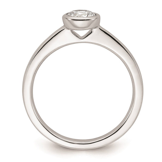 Buy Stylish 14K White Gold 1/2 Carat Bezel Set Engagement Ring (5.20mm)