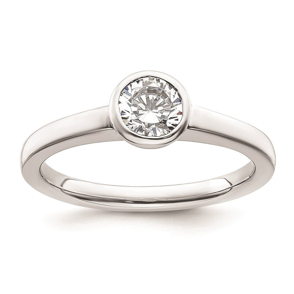 14K White Gold 1/2 Carat Bezel Set Engagement Ring (5.20mm)
