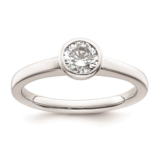 Buy Stylish 14K White Gold 1/2 Carat Bezel Set Engagement Ring (5.20mm)