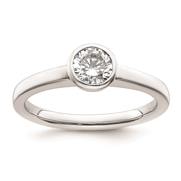 Buy Stylish 14K White Gold 1/2 Carat Bezel Set Engagement Ring (5.20mm)-1