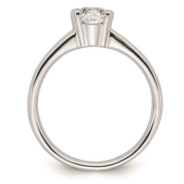14K White Gold Half-Bezel Engagement Ring Setting, 1/2 Carat