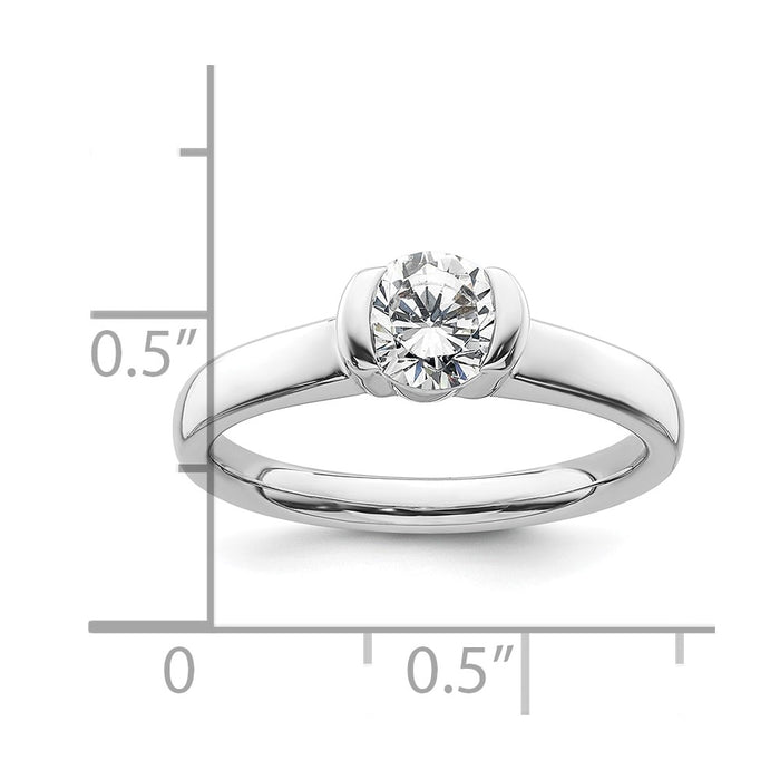 Buy Stylish 14K White Gold 3/4 Carat Half-Bezel Engagement Ring Setting 5.80mm-7