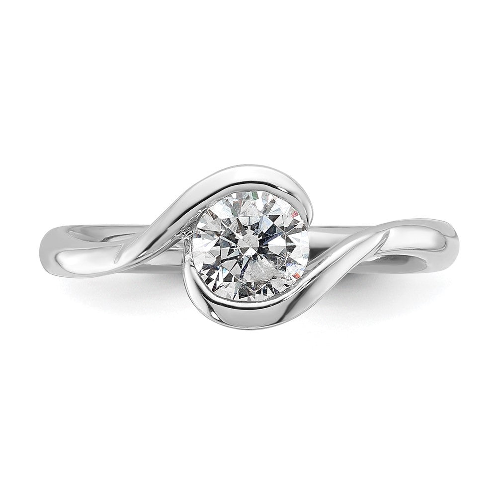 High-Quality 14K White Gold 3/4 Carat Half-Bezel Engagement Ring - Stylish Value