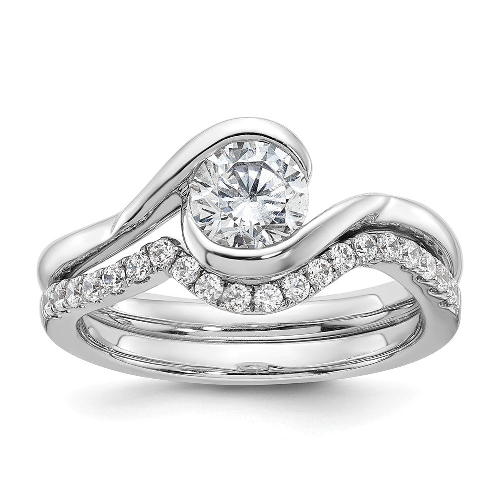 High-Quality 14K White Gold 3/4 Carat Half-Bezel Engagement Ring - Stylish Value