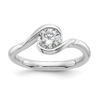 High-Quality 14K White Gold 3/4 Carat Half-Bezel Engagement Ring - Stylish Value
