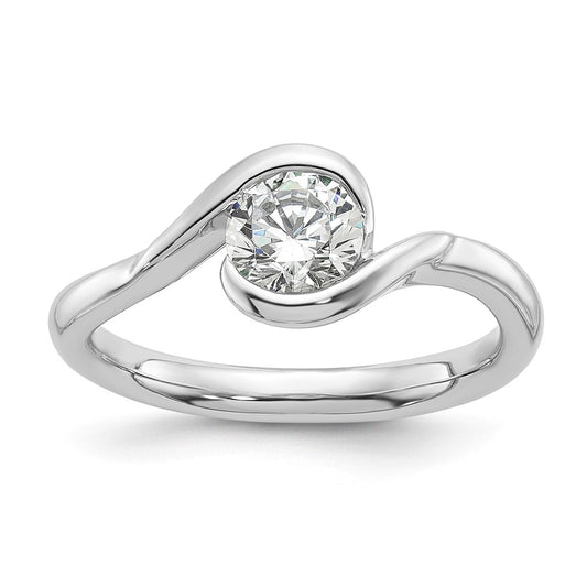 High-Quality 14K White Gold 3/4 Carat Half-Bezel Engagement Ring - Stylish Value