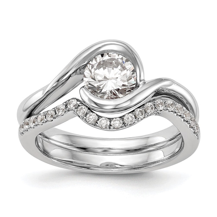 Buy Stylish 14K White Gold 1/4 Carat Half-Bezel Engagement Ring Setting-6