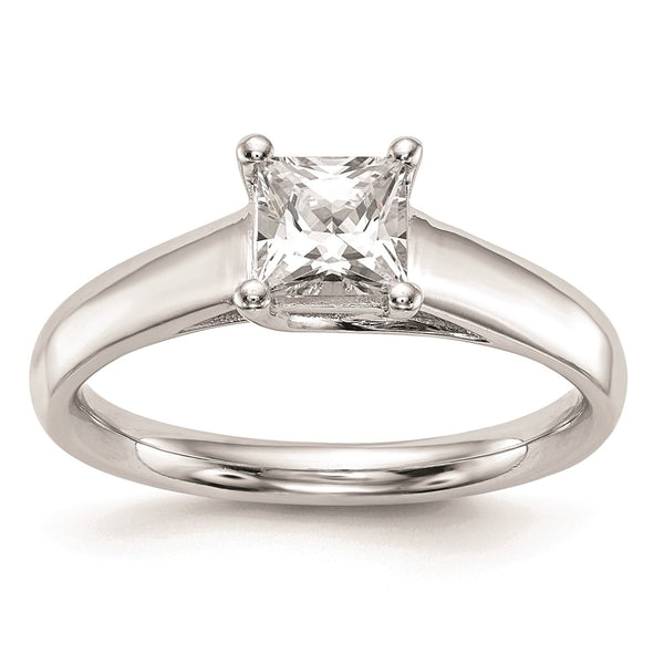 14K White Gold 1 Carat Square Princess Cut Engagement Ring
